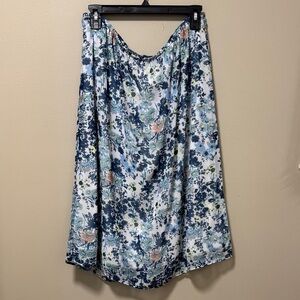 Koret Floral A-Line Skirt - Navy and White
